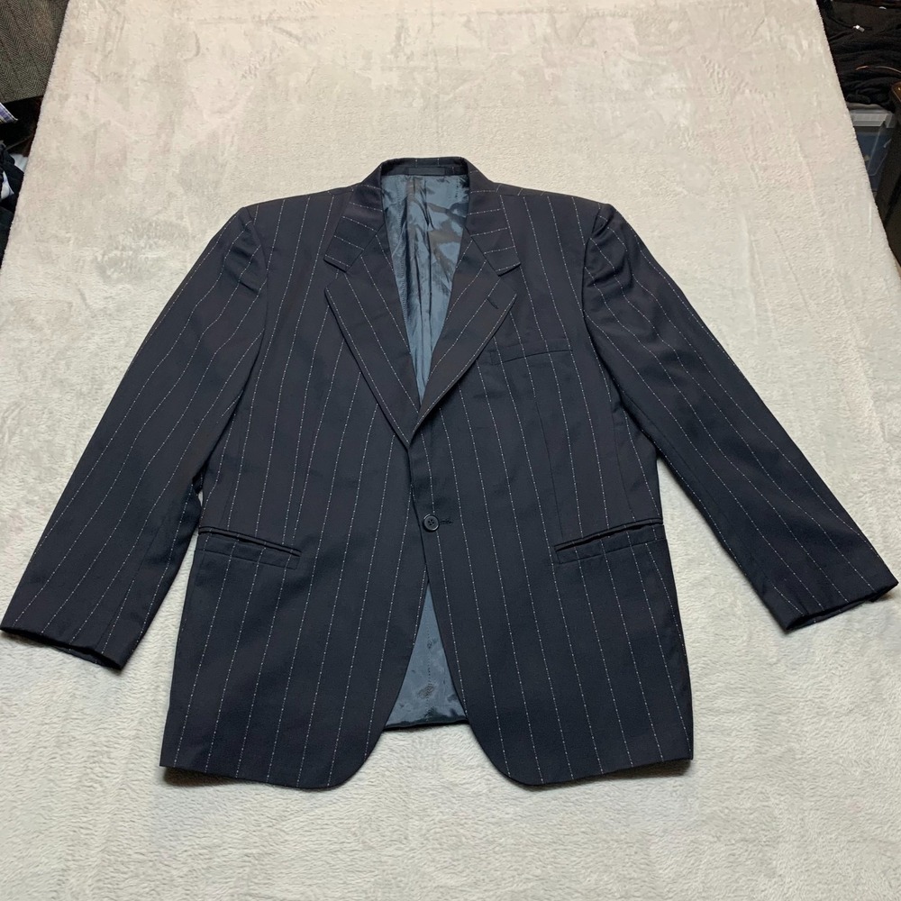 Versace V2‎ Blazer 54S Black Stripe Single Button 1990's USA Made Neiman Marcus